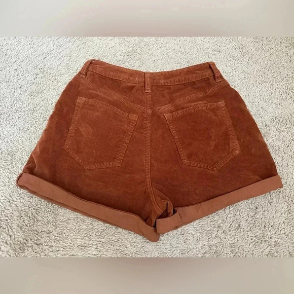 We the Free Shorts Corduroy Cuffed Hem High Waist Zip Fly Buttoned Brown 24 - Picture 4 of 4